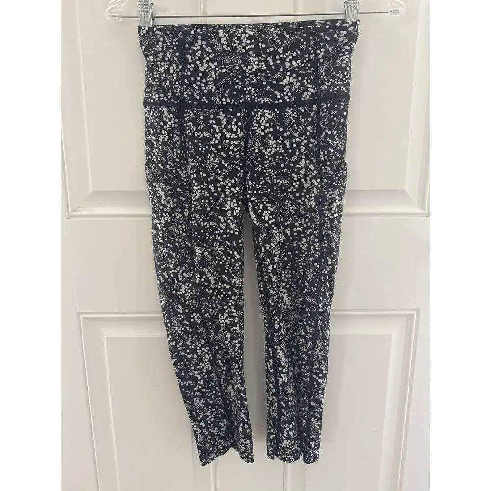 Lululemon Wunder Under Crop II Black Chirasu Black Spotted 19" Inseam Nulux 4 - Picture 5 of 12